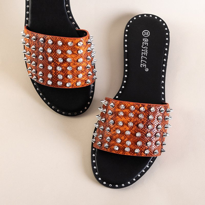 Orange Frauenschuhe mit Maurella Nieten und Jets - Schuhe