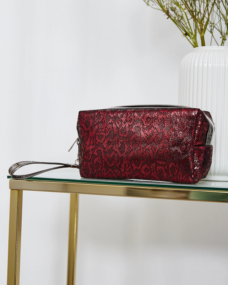 Royalfashion Maroon Glitter Cosmetic Bag