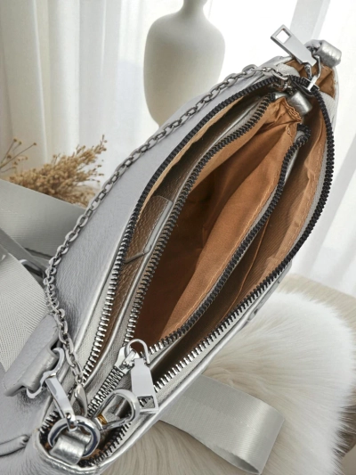 Aurelia Multi Silver – 3-in-1 Damenhandtasche aus Öko-Leder mit runder Tasche