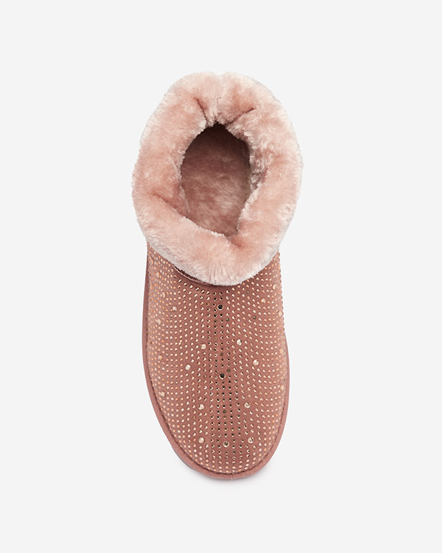 Dunkelrosa Damen-Schneestiefel mit Zirkonia Rudis - Schuhe