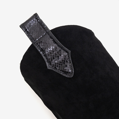 Schwarze Stiefel mit verziertem Obermaterial a'la Schlangenhaut Wica- Schuhe