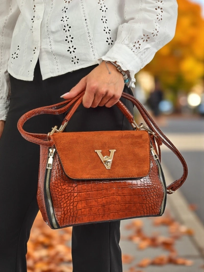 Damenhandtasche Vesta Classica – braunes Öko-Wildleder