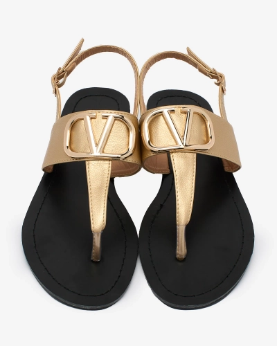 Royalfashion Damen goldene Jalones Flip-Flop-Sandalen