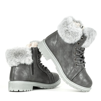 Graue Kinderstiefel mit Neviana-Fell - Schuhe