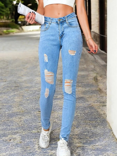 Royalfashion Damen-Röhrenjeans mit Reibung 5717-6