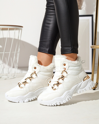 Weiße sportliche Damen-Winterstiefel a'la trappers Mertika - Footwear