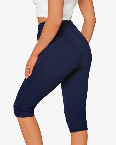 Marineblaue Stoffshorts für Damen 3/4- Kleidung