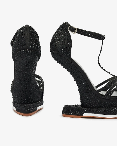 Schwarze Damenpumps mit Zirkonen Nekko- Footwear
