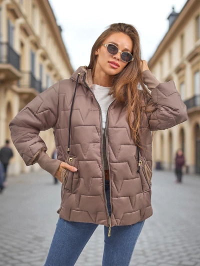 Gesteppte Damenjacke mit Kapuze und Bündchen an den Ärmeln Stone Hollow