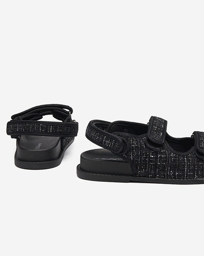 Schwarze Damensandalen aus Stoff Desotty- Footwear