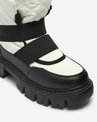Damen-Schneestiefel mit flacher Sohle in schwarz-weiß Ferory- Footwear