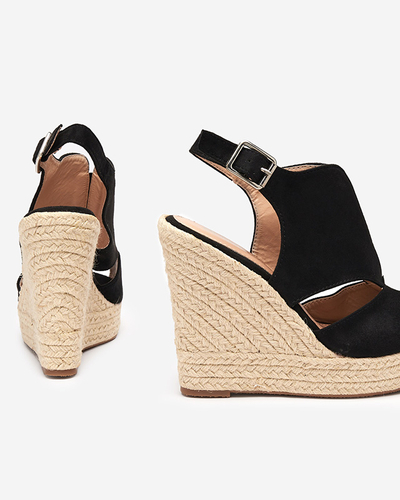 Keilsandalen aus schwarzem Öko-Wildleder für Damen Devof - Footwear