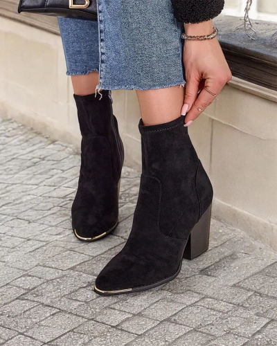 Royalfashion Eko-Wildleder Damenstiefel auf einem Pfennigabsatz Grau