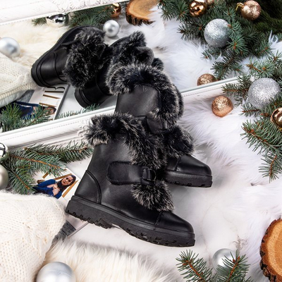 Schwarze Schneeschuhe mit Fell All About You - Schuhe 1