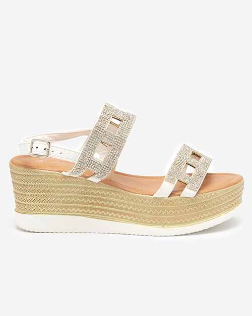 OUTLET Жіночі білі босоніжки з фіанітом Masewi - Взуття