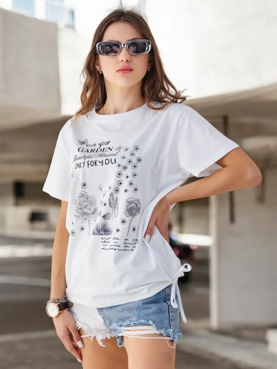 Royalfashion Damen Baumwollbluse mit der Aufschrift