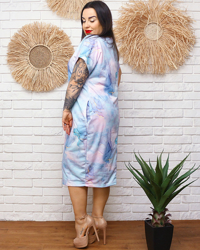 Cиня сукня з цікавим малюнком PLUS SIZE