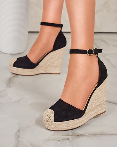 Royalfashion Schwarze Damen Meylasi Plateausandalen