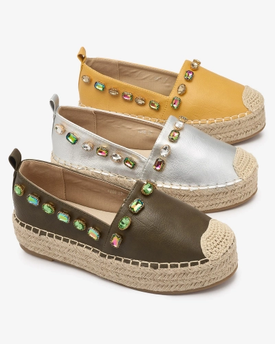 OUTLET Gelbe Damen-Espadrilles mit Kristallen Ziennie - Schuhe
