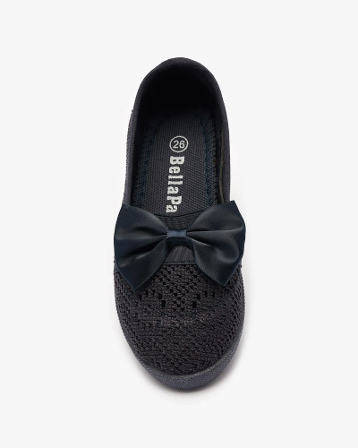 Marineblaue Slipper für Mädchen mit Schleife Sweet Time - Footwear