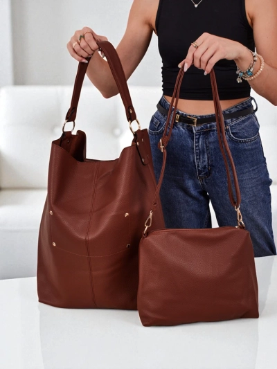 Aurelia Grande Camel - Велика сумка A4 з екошкіри, ремінець, замок, стильний shopper