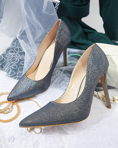 Graphitfarbene holografische Damen-Stiletto-Pumps Soddo- Footwear