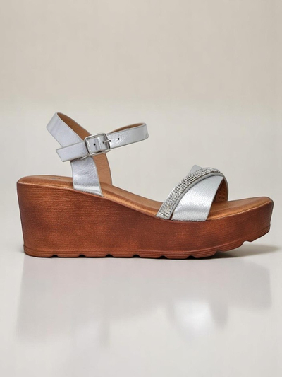 Royalfashion Damen Wedge-Sandalen mit Rhinestones und Glitzer Aurora Glow
