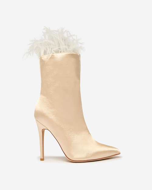 Royalfashion Бежеві жіночі чоботи з пір'я Wenelika
