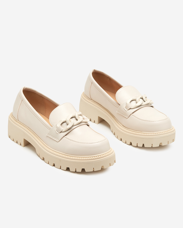 Beige Damenschuhe aus Öko-Leder mit Kette Konera - Schuhe