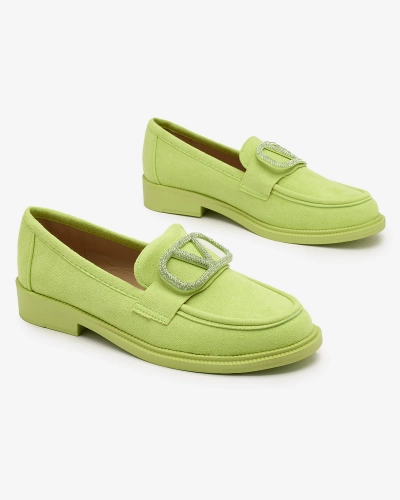 Royalfashion Damen lindgrüne Mokassins mit Ornament Fogras