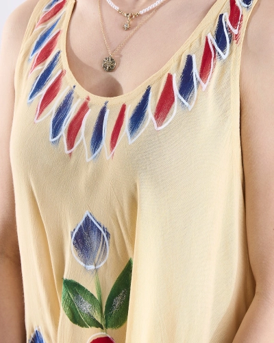 Beige gemusterte Damen-Bettdecke mit Druck - Kleidung