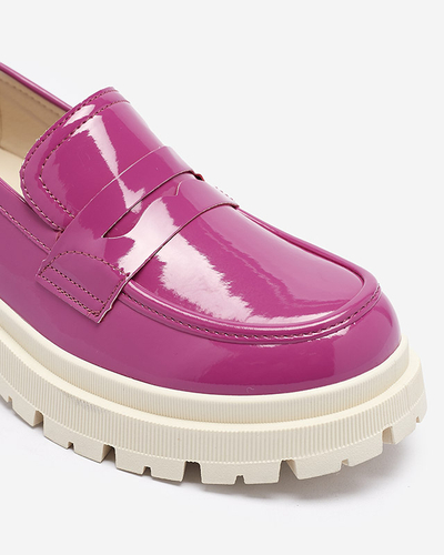 Fuchsia lackierte Mokassins für Damen Noppel - Footwear