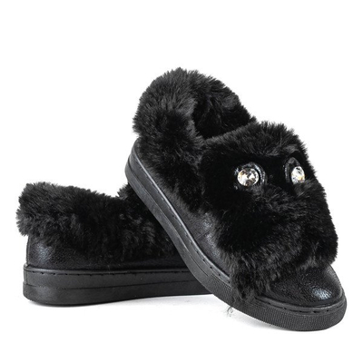 Schwarzer Slip mit Pelz Manifik - Footwear