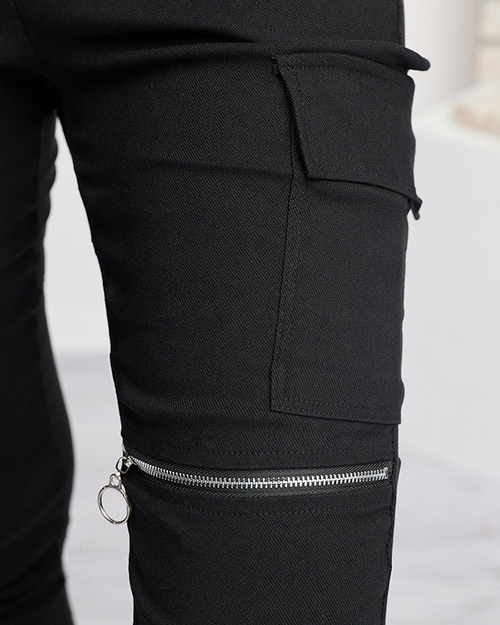 Чорні жіночі штани карго на ланцюжку - Одяг