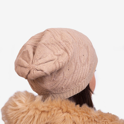 Warme doppellagige Damenmütze in Beige - Accessoires