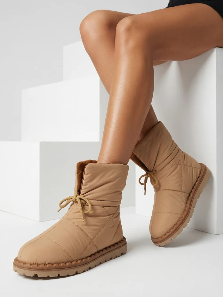 Royalfashion Damen Schlupf-Schneestiefel in braun Nevonsis