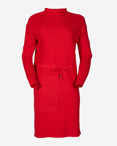 Rotes Pulloverkleid mit Rollkragen für Damen - Kleidung