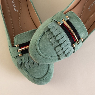 Grüne Mokassins mit Morisa-Fransen für Frauen - Schuhe