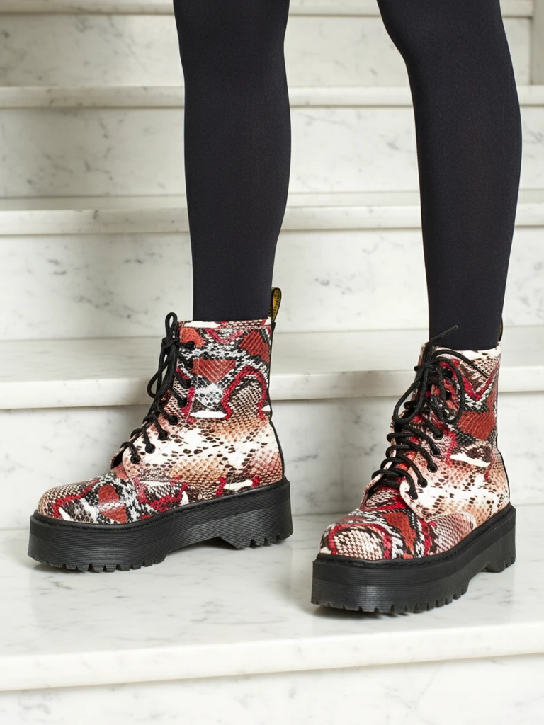 Damen Worker Boots mit Prägung Isadore