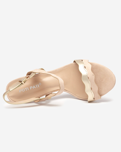 Beige Damensandalen auf höherem Pfosten von Rudika - Footwear