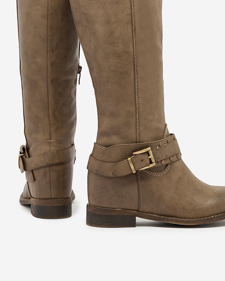 Royalfashion Graubraune Damenstiefel mit verstecktem Anker Bisaldo