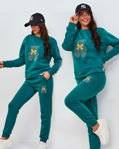 Royalfashion Grünes isoliertes Damen-Trainingsanzug-Set mit Aufdruck