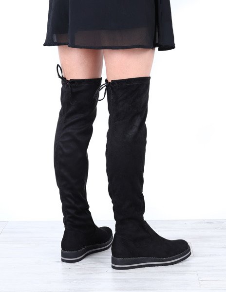 Czarne kozaki na platformie Emily - Obuwie