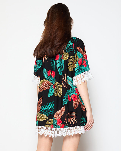 Чорна жіноча блузка в квіти PLUS SIZE