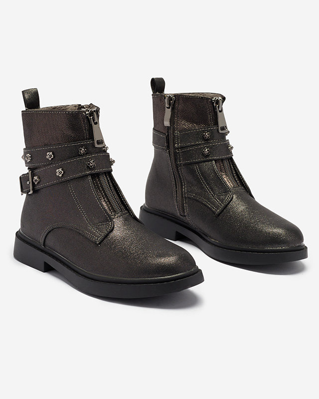 Glänzende Stiefel für Mädchen in Graphit Allasi- Footwear
