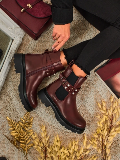 Höhere Damenstiefeletten aus Öko-Leder Pearl Mist