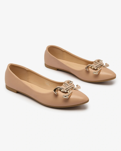 Royalfashion Hellrosa Damen-Ballerinas mit spitzer Spitze und Verzierung auf der Nase Figgda