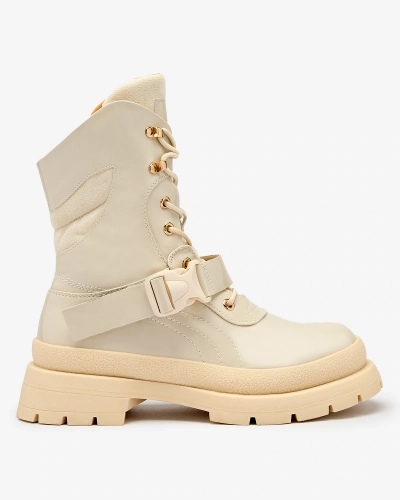 Royalfashion Lackierte Damenstiefel in Beige Setogy