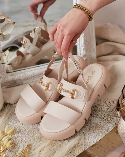 Royalfashion Damen Öko-Leder Plateausandalen Avemil