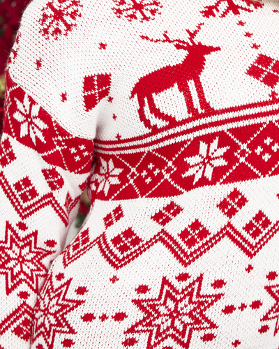 Rot-weißes weihnachtliches Damen-Pulloverkleid - Kleidung